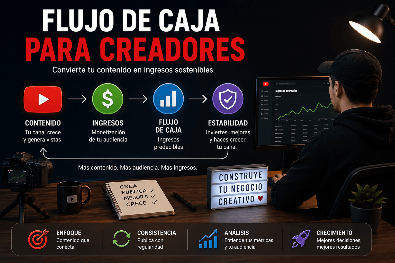 Flujo de caja para creadores: contenido, ingresos, flujo de caja y estabilidad